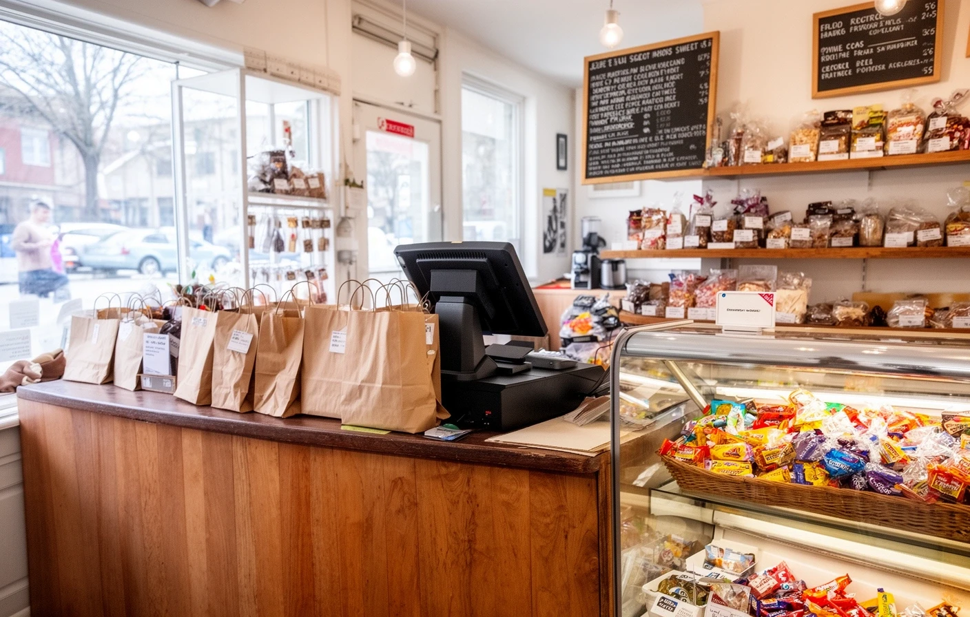 The front counter of the sweet shop